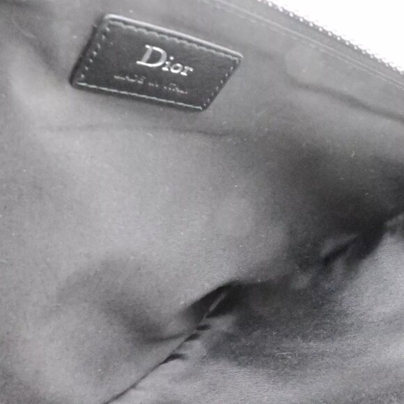 DIOR HOMME Logo Francois Bard Clutch Hand Bag Nylon Leather Black - Picture 4 of 15